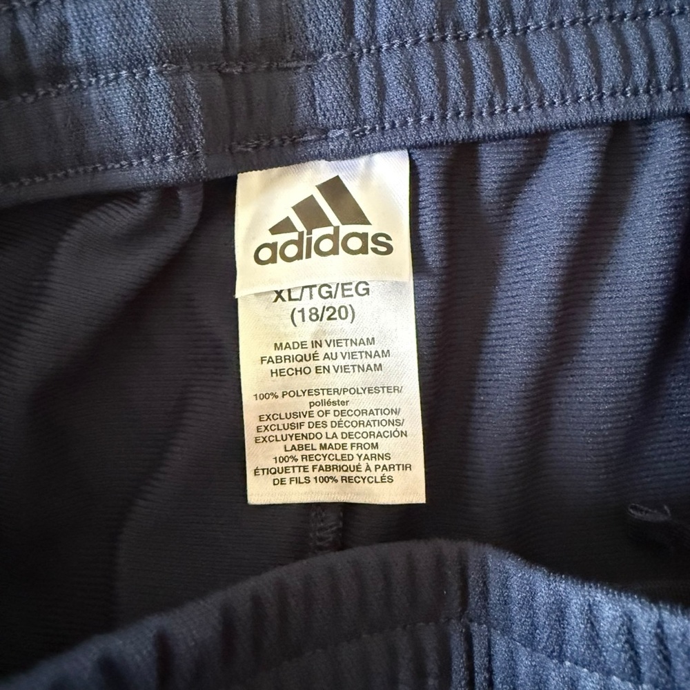 Adidas Boys Track Pants Size XL 18/20 Navy Blue Classic 3-Stripe NWT Athletic - Picture 6 of 8
